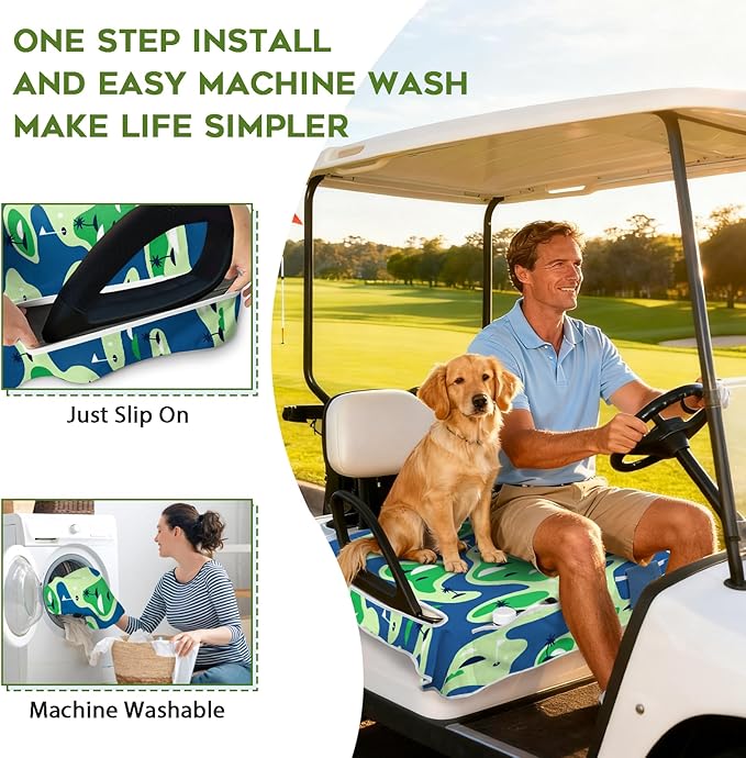 Golf Cart Seat Covers Club Car Golf Cart Accessories 4 Pockets Golf Carts Seat Towel Blanket for Men Women Golf Cart Decor