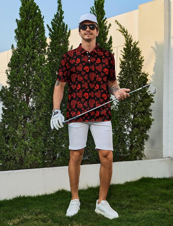 Mens Golf Shirts Golf Polo Shirts for Men Short Sleeve Polo Shirts Golf Gifts