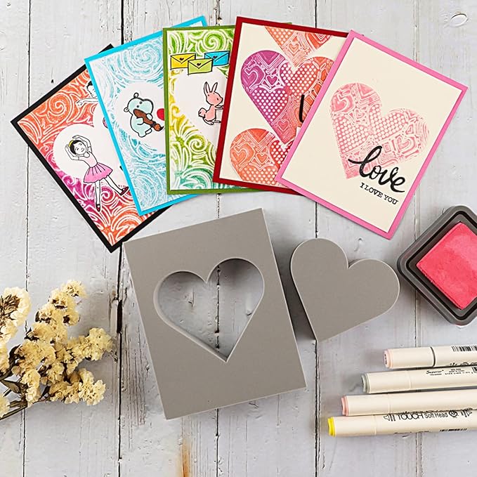 BAOFALI 9 Pcs Heart Cut Stamping Foam Grey Moldable Foam Stamps Plastic Dry - Image 6
