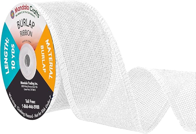 Mandala Crafts White Burlap Ribbon 2 Inches Wide Jute Ribbons by MandalaCrafts