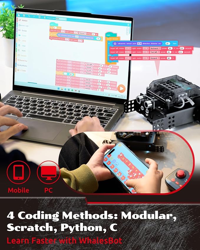 WhalesBot Rocky Smart Robot Car Coding & Remote Control Kit - Image 6
