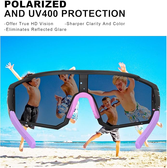 MVPTGRS Youth Baseball Sunglasses for Boys Girls Age 8-14 TR90 Frame Kids Sport Sunglasses for Softball Cycling Baseball Golf