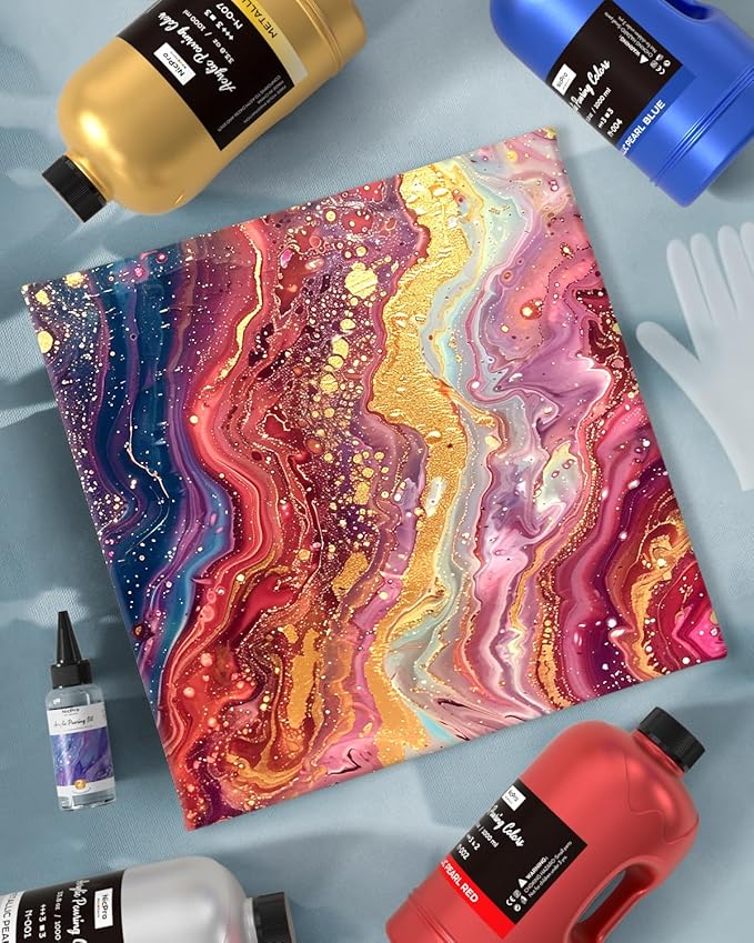 Nicpro 8 Colors 33.8 oz Large Bulk Metallic Acrylic Pouring Paint Supplies Kit - Image 7