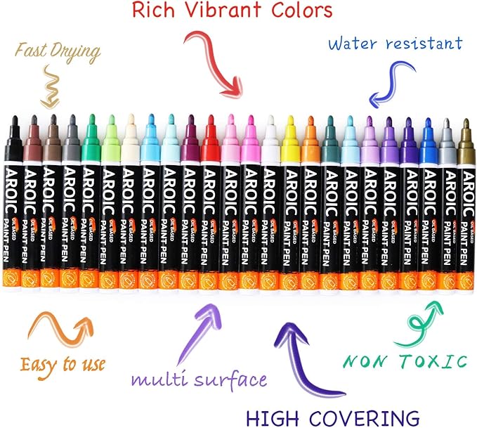 AROIC 48 Pack Oil-Based Paint Markers Medium Tip - Image 5