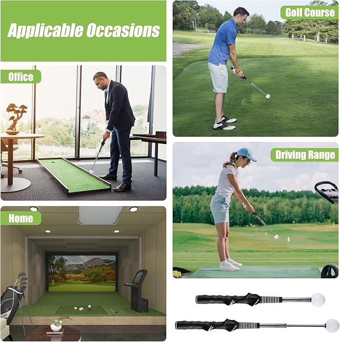 MIKOSI Retractable Golf Swing Trainer, Golf Grip Trainer and Golf Training Aid for Chipping Hitting & Grip Correction, Golf Swing Practice Stick with Arm Band for Right/Left-Handed, Indoor/Outdoor