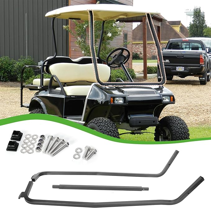10L0L Golf Cart Front Roof Strut Brackets for Club Car DS 2000-up with Steel Screw Bushings Repair Kit, Heavy Duty Strut Support Reinforcement Repair