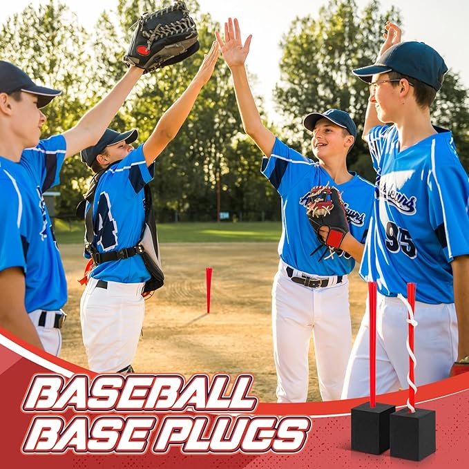 Shappy 12 Pieces Baseball Base Plugs with Tassel Heavy Duty Anchor Plugs for Baseball Field and Softball Accessories