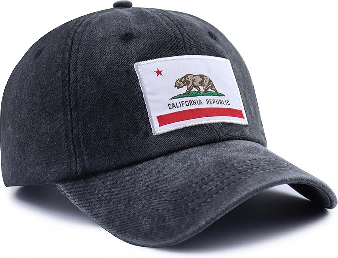 California State Flag Hats for Women Men, Adjustable Cotton California Bear Baseball Cap