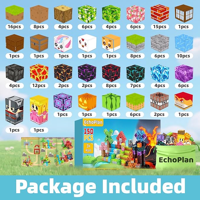 EchoPlan 150PCS Magnetic Blocks, Magnetic Building Blocks, STEM Constructions - Image 4