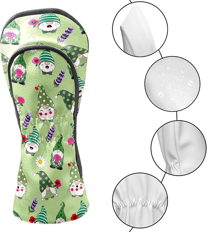 Golf Headcovers Fits Driver Hybrid Fairway 3/5 Wood, Waterproof PU Leather Golf Club Protector, Ideal Sports Accessories & Golfer Gift Colorful Geometry