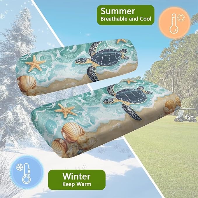 Bulopur Beach Sea Turtle Golf Cart Seat Towel Covers Non-Slip Elastic Golfcart Front Seat Cover Compatible with EZGO & Club Car Universal Golf Cart Accessories