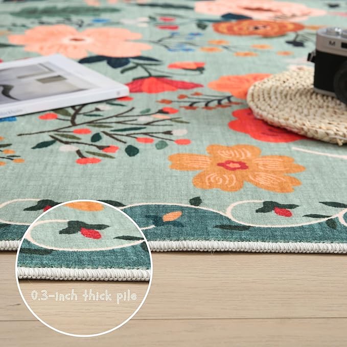 Rugcomf Door Mat Indoor Entrance 2x3 Rug Machine Washable Boho Floral Small - Image 4