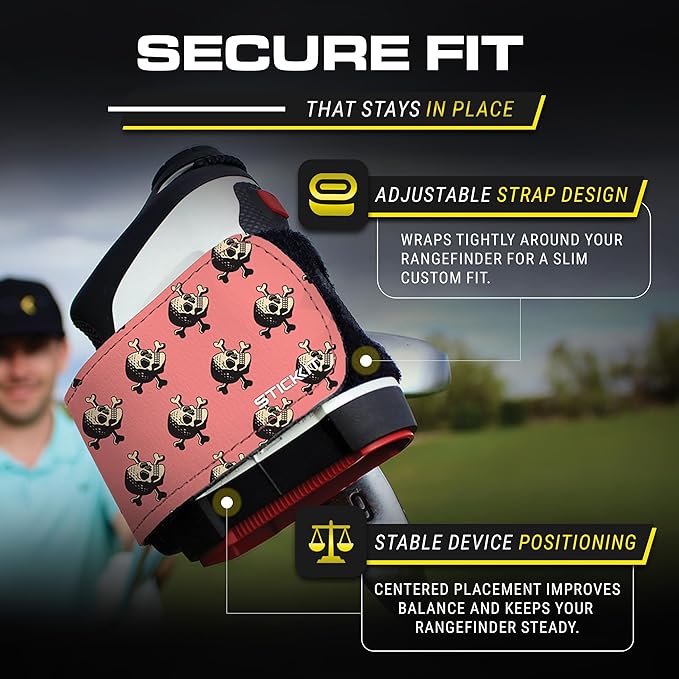 STICKIT Magnetic Rangefinder Strap | Strong Magnet Securely Holds to Golf Carts and Golf Clubs for Easy Access | Slim, Form Fitting, Size Adjustable