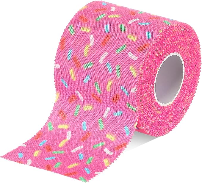 TrelaCo 1 Pcs Wrist Tape Baseball Cross Christian Athletic Tape 2in x 23ft Sports Wrap Cotton for Football Hockey Soccer Baseball Fingers Ankles Wrist Injury Wrap(Colorful Dots,Pink)