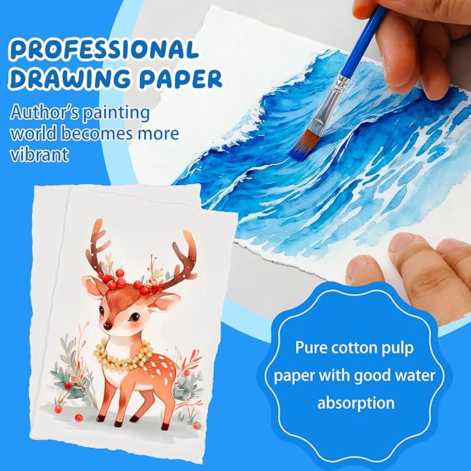 Lunarm Watercolor Paper 50 Sheets, Deckled Edge Paper 300 GSM 4 x 6 inch - Image 6