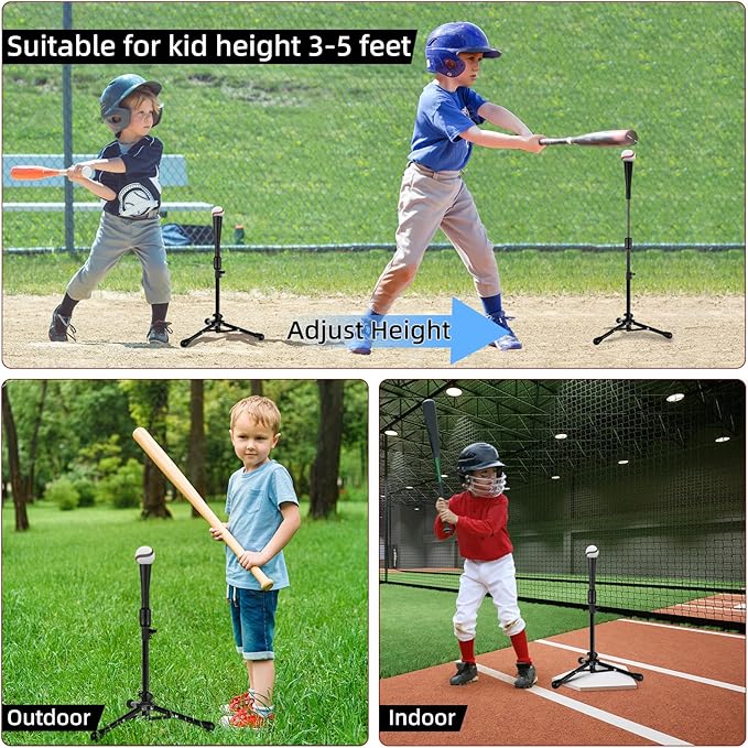 23.5 to 39.76 Inches Baseball Tee for Kids, Batting Tees for Baseball with Carry Bag, Portable Stable Tanner Tee, Baseball Training Equipment Aged 5-12, Softball Tee for Batting and Hitting