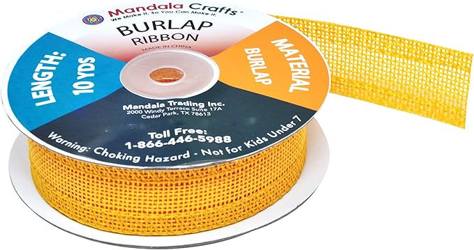 Mandala Crafts Yellow Burlap Ribbon 1 Inch Wide Jute Ribbons - Image 4