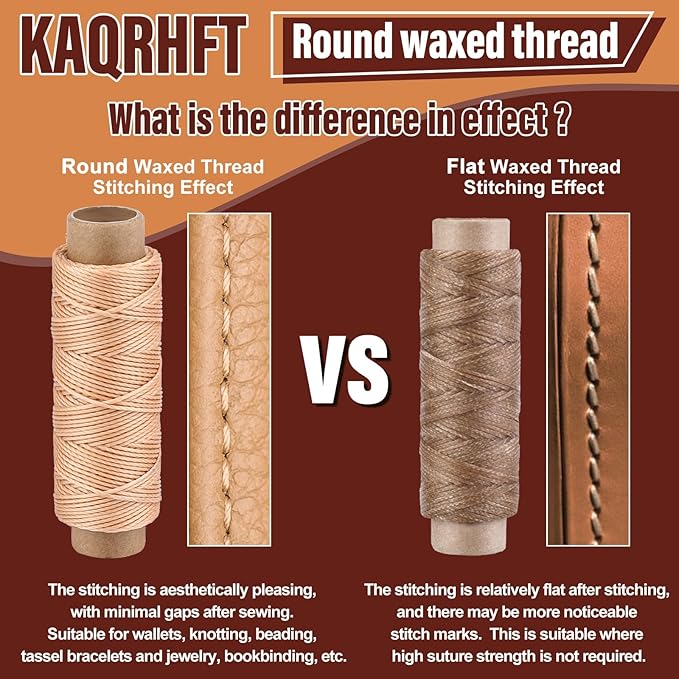 0.8 mm Leather Sewing Thread, 16 Colors 32 Yards Waxed Thread, Round Waxed - Image 4