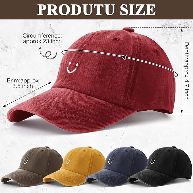 5 Pieces Unisex Cotton Vintage Baseball Cap Low Profile Unstructured Baseball Hat Washed Distressed Twill Adjustable Dad Hat