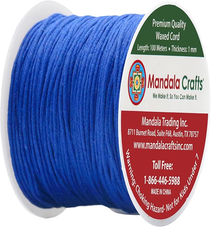Mandala Crafts 1mm 109 Yards Blue Cotton Waxed Cord - Image 2