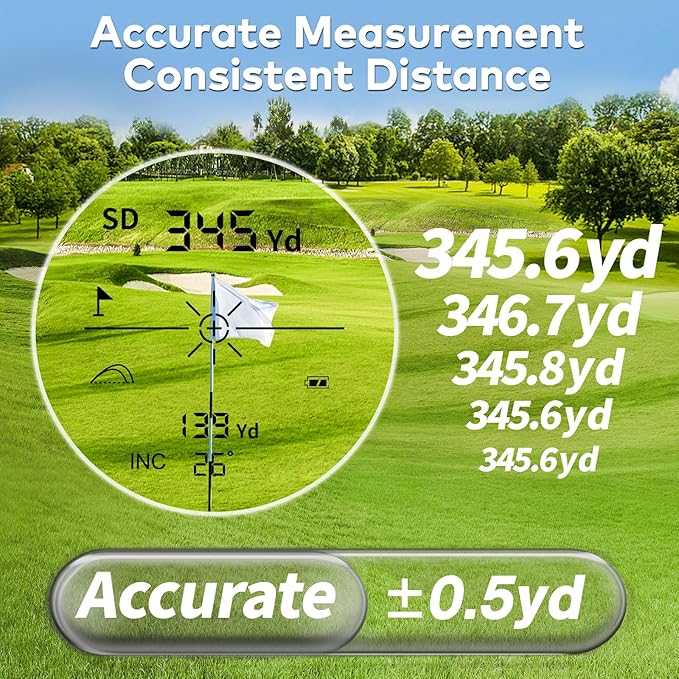 Magnetic Golf Rangefinder with Slope, 1200/1500Yd Range Finder Golf, Switch for Tournament, 7X Magnification Flag Lock, Rechargeable Distance Measurment Device Accessory for Men