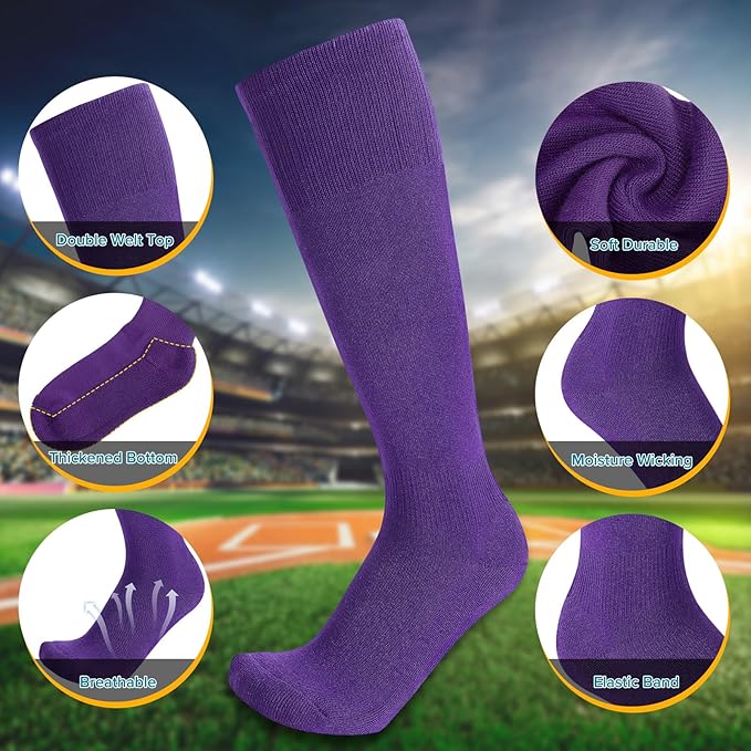 Baseball Socks and Belt Combo for Youth Adult - Softball Sock and Belt for Boys and Girls (2 Pairs of Socks & 1 Belt)