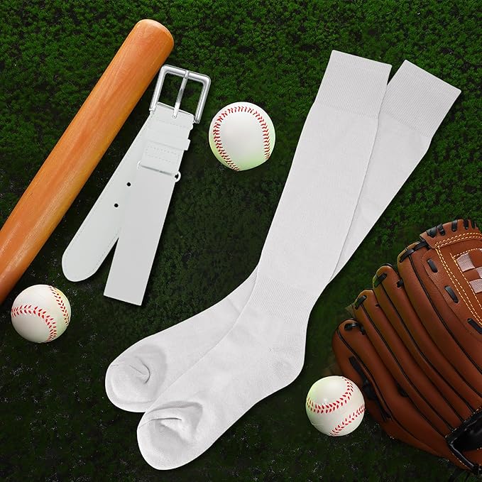 XZQTIVE Baseball Softball Socks and Baseball Softball Belt Combo Set Knee-High Soccer Socks for Kids Youth Adult
