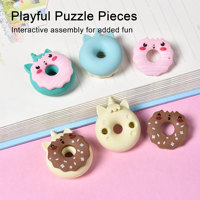 HILAZA Donut Erasers for Kids Bulk, 24 Pieces 3D Cute Fun Monster Erasers for - Image 5