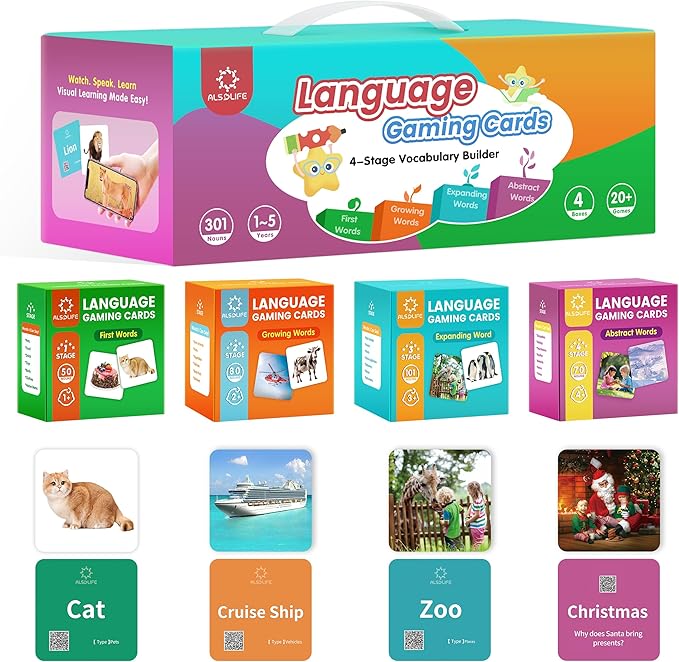 301 Noun Flash Cards for Toddlers, 4-Level Vocabulary Builder Real Life Picture by ALSOLIFE