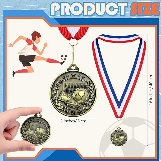 Misdary 12 Pack Medals with Neck Ribbons Team Participation Trophies for Kids Sports Awards Party Favors for Sports Competitions Celebration Gift