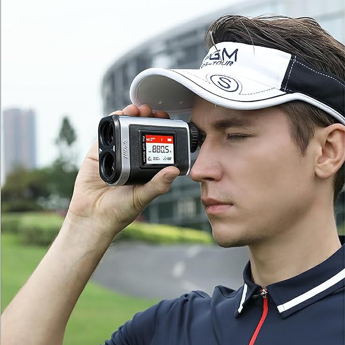 PGM Golf Rangefinder with Slope, Red/Green OLED Display & 7X Magnification Laser Range Finder, 600/1300 Yards Golf Distance Finder with Pin Lock Vibration, Magnetic Mount & Type-C Rechargeable