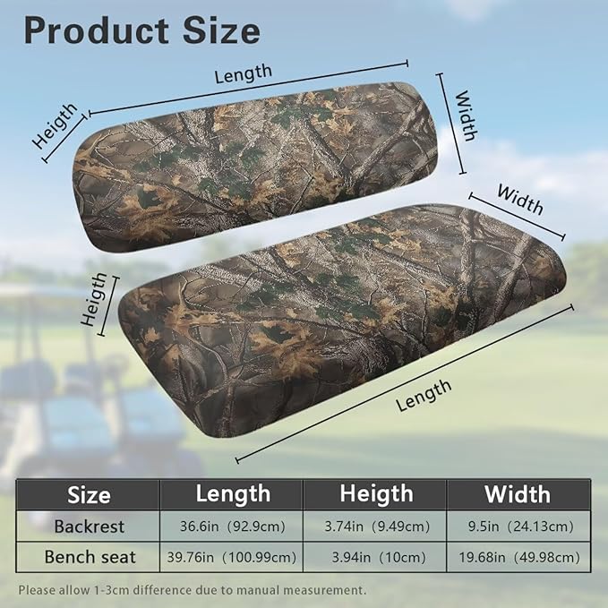 Bulopur Branch Hunting Camo Golf Cart Seat Towel Covers for Front Seats, Club Car Golf Cart Seat Covers Universal Accessories for Golfcart Cushion Blanket