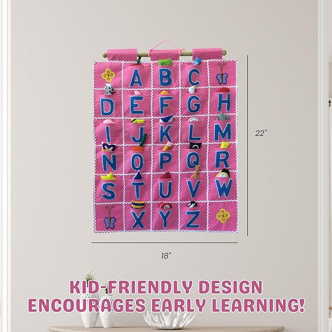 Pockets of Learning Pink ABC Felt Wall Hanging Chart - Image 5