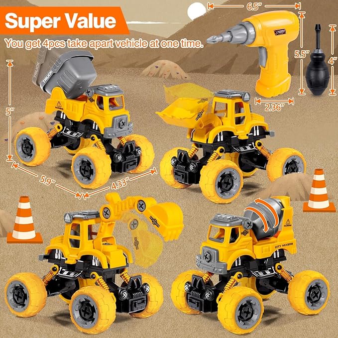 LUDILO 4PCS Take Apart Toys for 4 Year Old Boys Construction Toys - Image 7