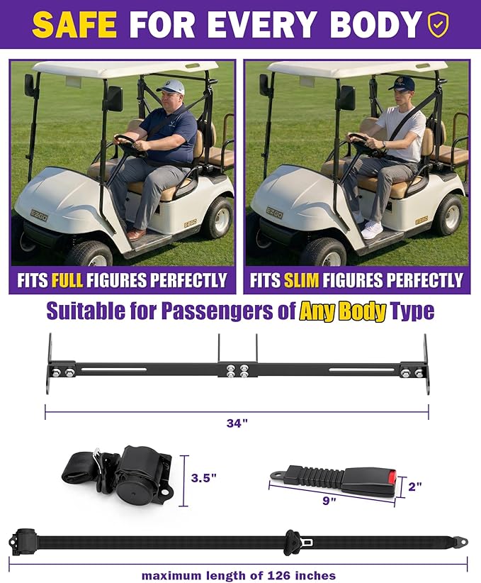 HOWBOW Golf Cart Seat Belt kit