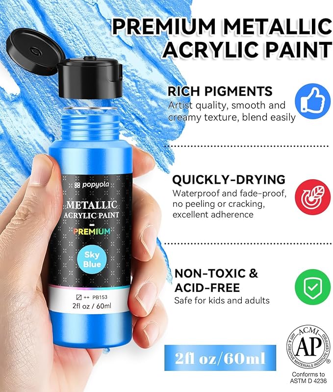 52 PCS Metallic Acrylic Paint Set - Image 7