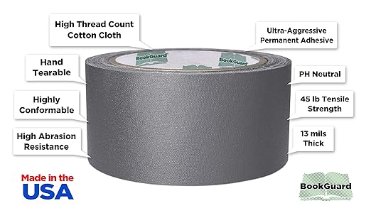 BookGuard 2 inch Premium Bookbinding Repair Cloth Tape, 15 Yard Roll - Image 2