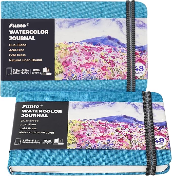 Funto Watercolor Journal, 2 Pack, 24 Sheets Each, 110lb/230gsm, Suitable by FUNTO