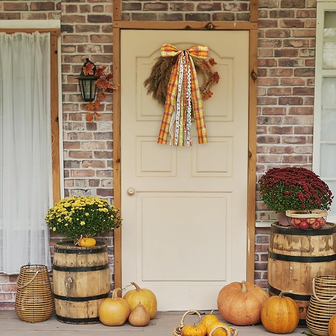 Large Fall Ribbon Bow for Wreath - Image 4