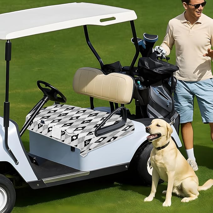 Golf Cart Seat Covers Club Car Golf Cart Accessories 4 Pockets Golf Carts Seat Towel Blanket for Men Women Golf Cart Decor
