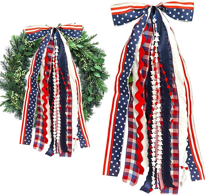 Large Patriotic Star Ribbon Bow by Unknown