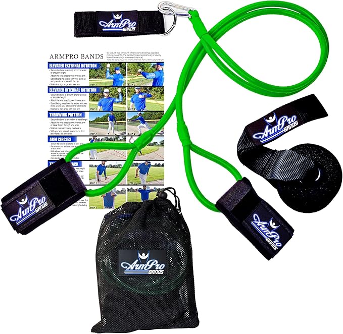 Arm Pro Bands Baseball Softball Resistance Training Bands - Arm Strength, Pitching and Conditioning Equipment, Available in 3 Levels (Youth, Advanced, Elite), Anchor Strap, Door Mount