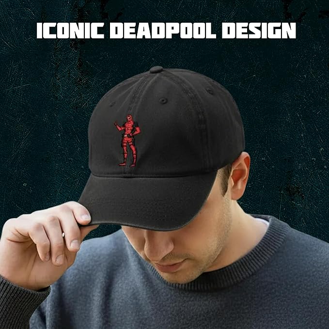 Marvel Deadpool Adjustable Baseball Hat with Curved Brim