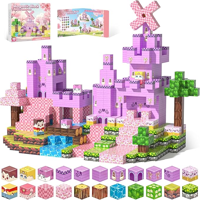 Magnetic Blocks, Magnetic Building Blocks 100pcs, STEM Sensory Toys by GRYXPOX-BuildMagwonderWorlds