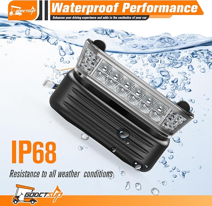 Club Car LED Headlight with Bumper, 12V Golf Cart LED Headlight for Club Car Precedent 2004-UP Electric Cart Models, Replace Precedent Head Light OEM# 102524801, 1025248-01