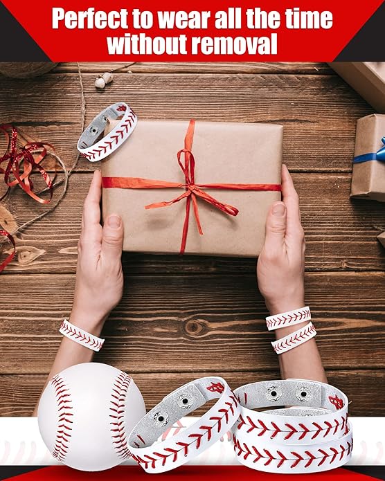 Retrowavy Genuine Leather Baseball Bracelet Baseball Party Favors Gifts Sport Wristbands Team Theme Birthday Gift for Teens