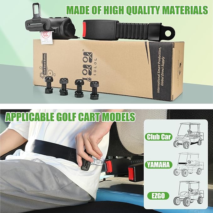 10L0L Retractable Golf Cart Seat Belts - Universal Retractable Seat Belts for Yamaha EZGO, Club Car, Go Kart, UTV
