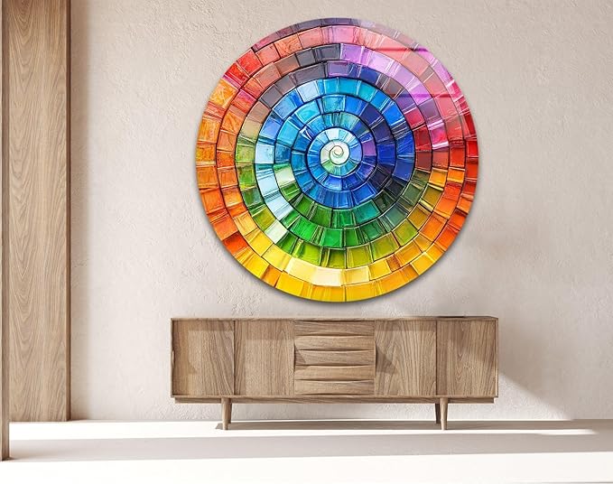 My Photostation.com 24'' Diameter Radiant Spiral Spectrum Round Glass Wall Art - Image 3