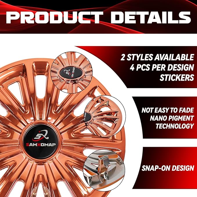 Golf Cart Hub Caps 8 Inch for EZGO/Club Car/Yamaha (Excludes EZGO RXV) Golf Cart Wheels and Tires, Snap-On Installation Wheel Covers Accessories, Premium ABS Plastic, Set of 4, Copper