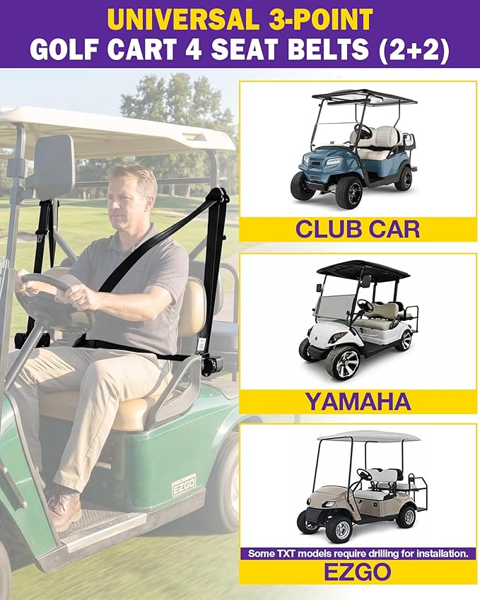 HOWBOW Golf Cart Seat Belt kit